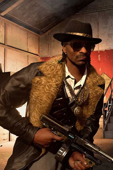 Vanguard Call Of Duty Snoop Dog Black Leather Trench Coat