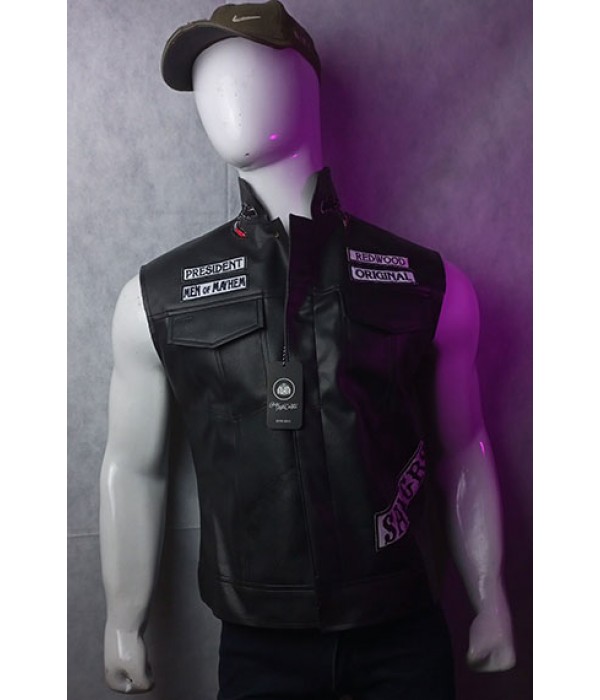 Sons Of Anarchy Charlie Hunnam Jax Teller Black Leather Vest