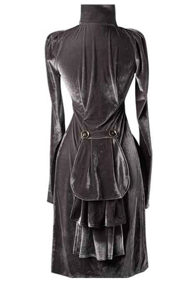 Victorian Steampunk Womens Open Bust Grey Velvet Tailcoat