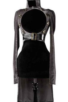 Victorian Steampunk Womens Open Bust Grey Velvet Tailcoat