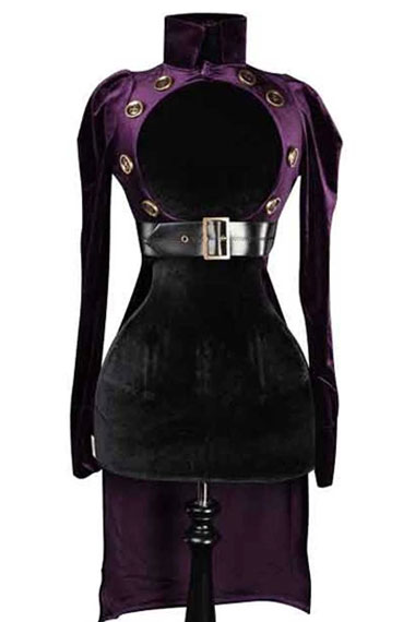 Victorian Steampunk Open Bust Womens Purple Velvet Tailcoat