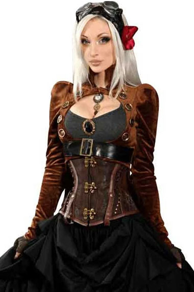 Victorian Steampunk Open Bust Womens Brown Cosplay Tailcoat