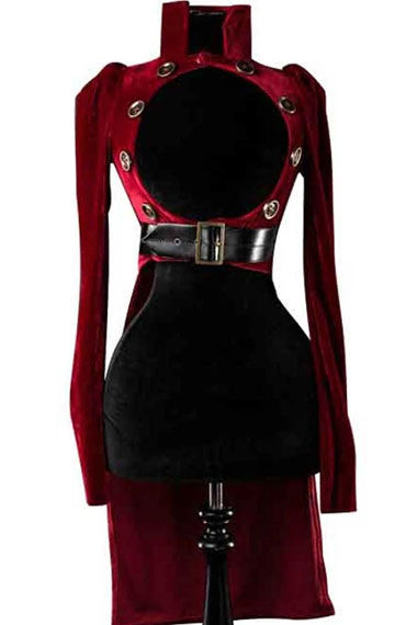 Victorian Steampunk Open Bust Womens Red Cosplay Tailcoat
