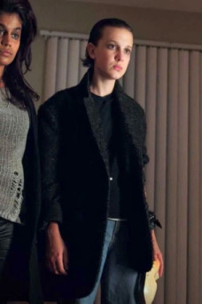 Eleven Stranger Things Millie Bobby Brown Black Wool Coat