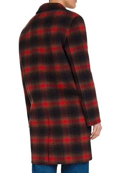Cobie Smulders Dex Parios Stumptown Red Wool Plaid Trench Coat