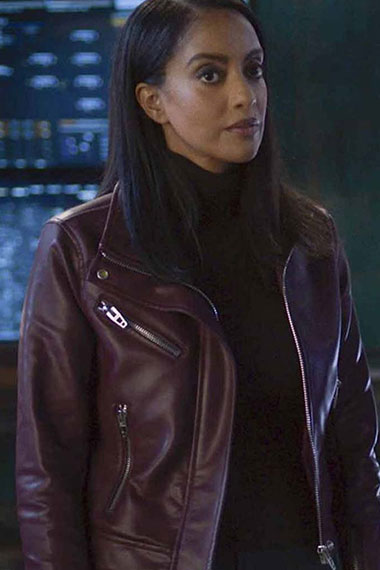 Azie Tesfai Supergirl Kelly Olsen Burgundy Leather Jacket