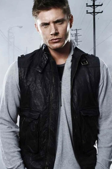 Supernatural Dean Winchester Jensen Ackles Black Leather Vest