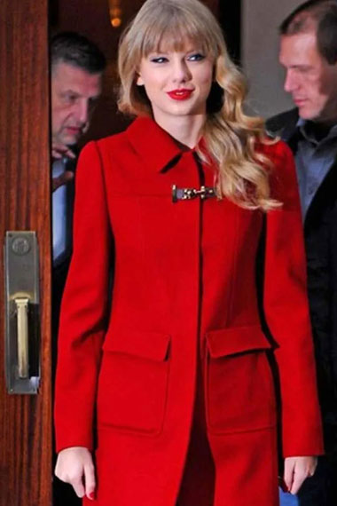 Taylor Swift Hotel De Crillon Paris Casual Red Wool Long Coat