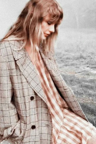 Folklore Album Taylor Swift Brown Plaid Wool Long Trench Coat