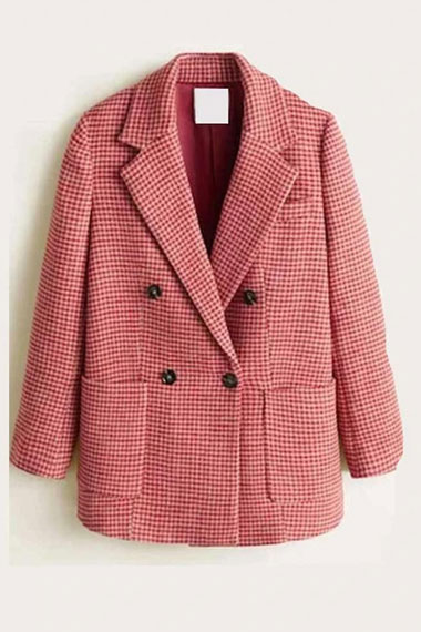 Taylor Swift Singer Casual Double Breasted Houndstooth Coat