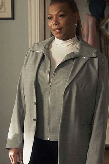 Queen Latifah Robyn McCall Equalizer Hooded Grey Cotton Blazer