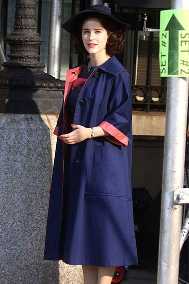 Miriam Marvelous Mrs Maisel Rachel Brosnahan Blue Cotton Coat