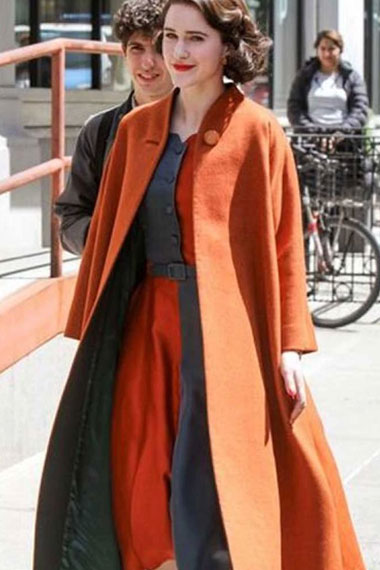 Miriam Marvelous Mrs Maisel Rachel Brosnahan Long Orange Coat