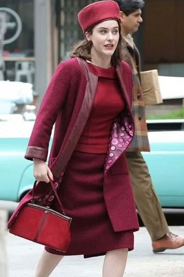 Miriam Marvelous Mrs Maisel Rachel Brosnahan Maroon Wool Coat