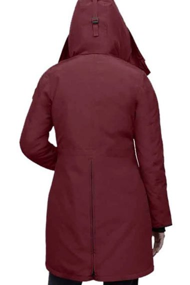 Stella Baker Republic of Sarah Cooper Fur Hooded Maroon Coat