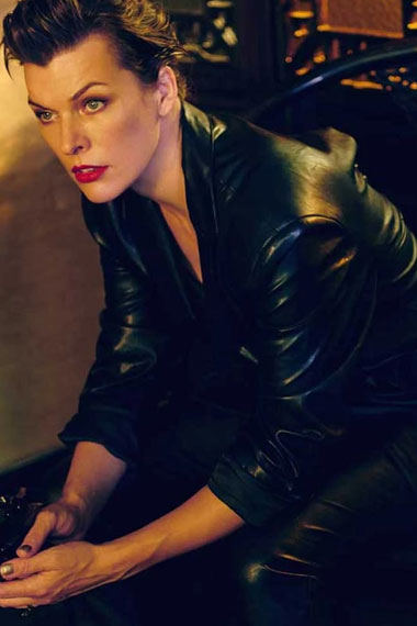 Milla Jovovich The Rookies Agent Bruce Black Leather Blazer