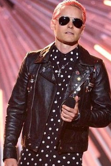 Jared Leto Suicide Squad MTV Award Biker Black Leather Jacket