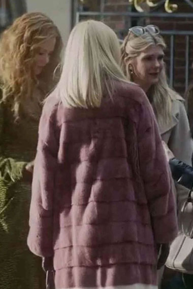 The Undoing Janel Moloney Sally Maybury Pink Fur Trench Coat