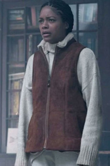 Helen Naomie Harris The Third Day Brown Suede Leather Vest