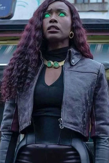 Titans Anna Diop Kory Anders Starfire Black Cropped Jacket