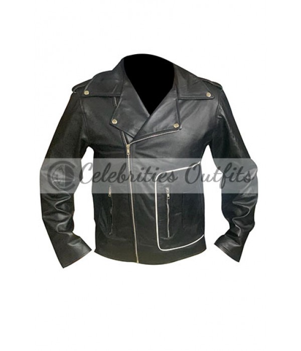 Grease Movie John Travolta T-Bird Black Leather Jacket