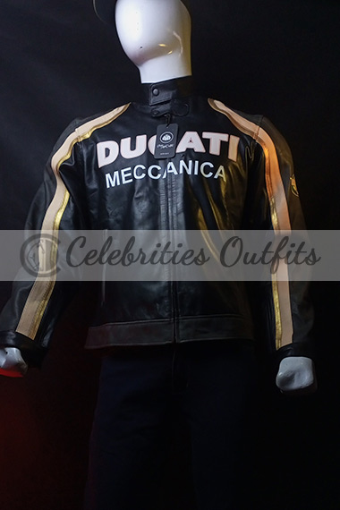 Tom Cruise Ducati Meccanica Motorcycle Black Leather Jacket