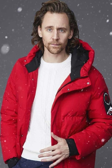 Tom Hiddleston X Bosideng Winter Collection Red Puffer Coat