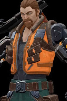 Valorant Video Game Breach Mens Orange Cosplay Leather Vest
