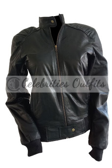 Elena Gilbert Nina Dobrev Vampire Diaries Black Bomber Jacket