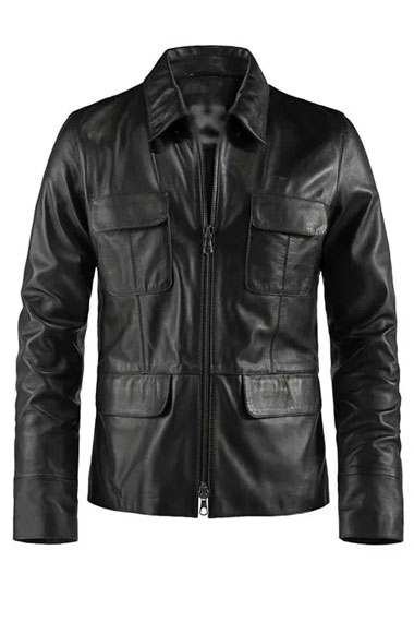 Vampire Diaries TV Series Ian Somerhalder Black Leather Jacket