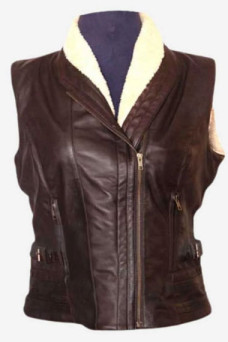 Walking Dead Laurie Holden Andrea Harrison Brown Leather Vest