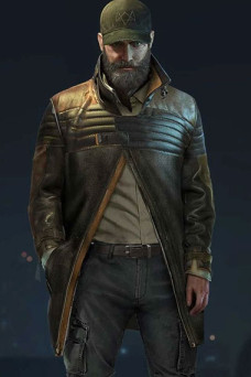 Aiden Pearce Watch Dogs Legion Black Cosplay Leather Coat