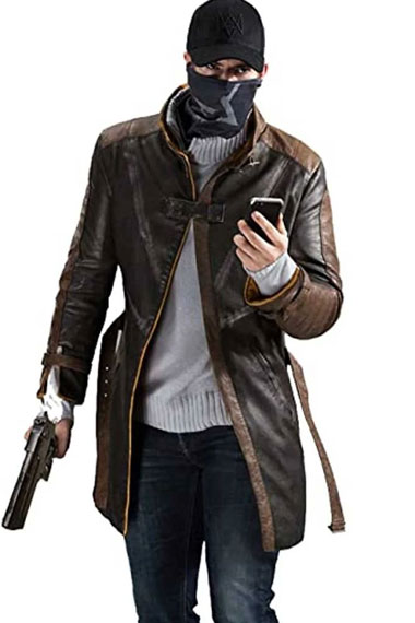 Aiden Pearce Watch Dogs Video Game Brown Cosplay Leather Coat