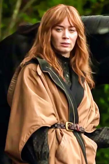 Emily Blunt Rosemary Wild Mountain Thyme Beige Hooded Poncho