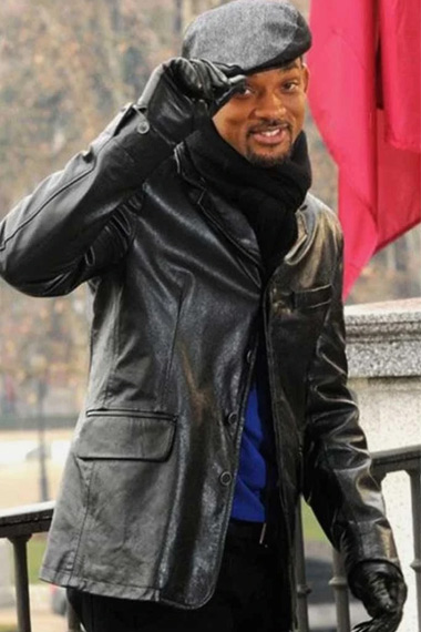 Casual Mens Will Smith Street Style Black Leather Blazer