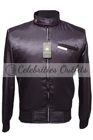 Wonder Woman Chris Pine Steve Trevor Bomber Black Satin Jacket