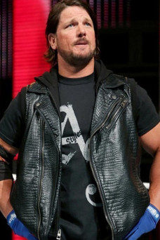 Smackdown AJ Styles WWE Mens Mock Croc Black Leather Vest