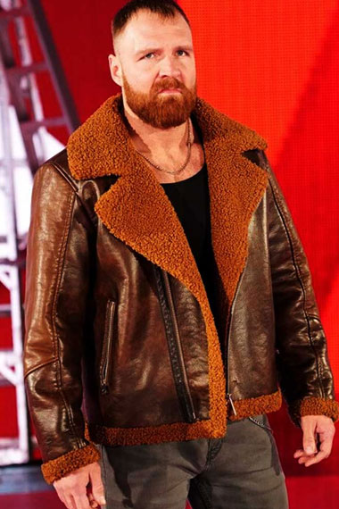 Dean Ambrose WWE Jon Moxley Brown Leather Shearling Jacket