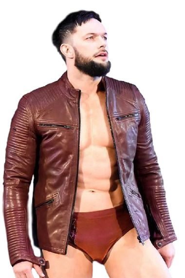 WWE Finn Balor Fergal Devitt RAW Brown Quilted Leather Jacket