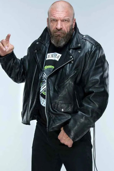 Paul Levesque Triple H WWE Mens Black Biker Leather Vest