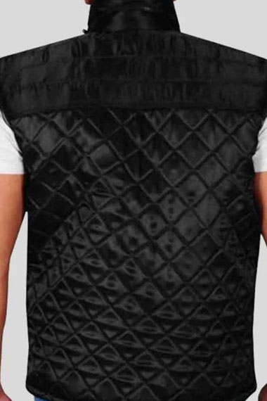 Wrestler John Cena WWE Black Satin Quilted Puffer Zipper Vest