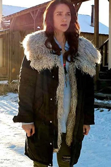 Melanie Scrofano Wynonna Earp Black Cotton Fur Lined Coat