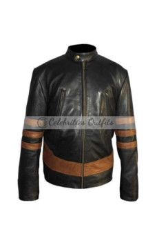 Logan X-Men Origins Wolverine Hugh Jackman Brown Biker Jacket