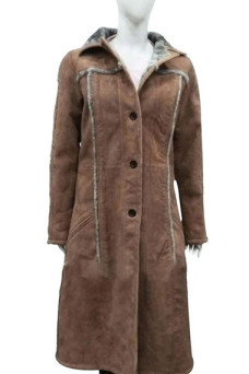Yellowstone Beth Dutton Kelly Reilly Brown Suede Trench Coat