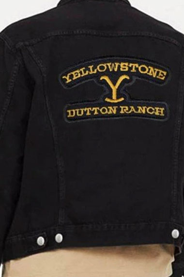 Yellowstone TV Series Dutton Ranch Mens Black Denim Jacket