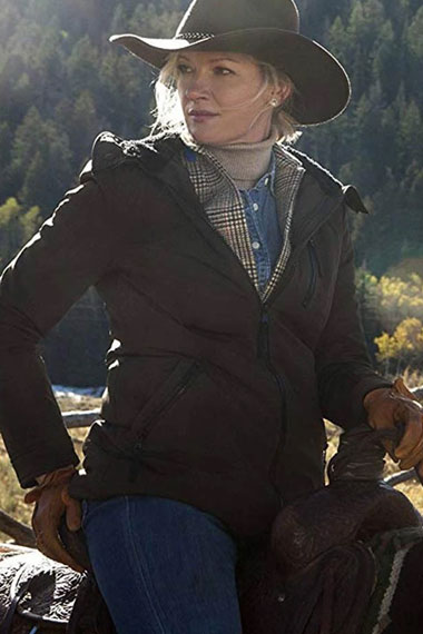 Yellowstone Gretchen Mol Evelyn Dutton Brown Hooded Jacket