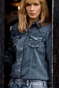 Yellowstone TV Show Beth Dutton Kelly Reilly Blue Denim Jacket