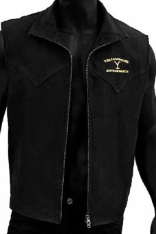 Yellowstone John Dutton Kevin Costner Ranch Black Wool Vest