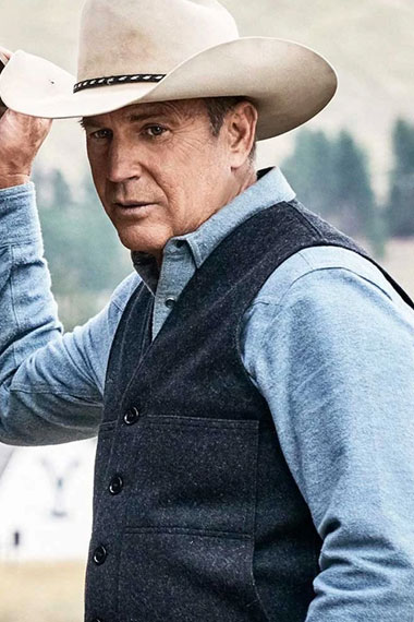 Yellowstone TV Show Kevin Costner John Dutton Grey Cotton Vest