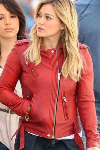 Hilary Duff Kelsey Peters Younger Red Biker Leather Jacket